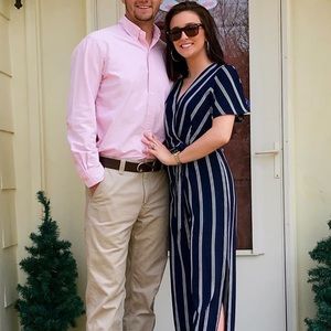 Navy and White Striped Jumpsuit